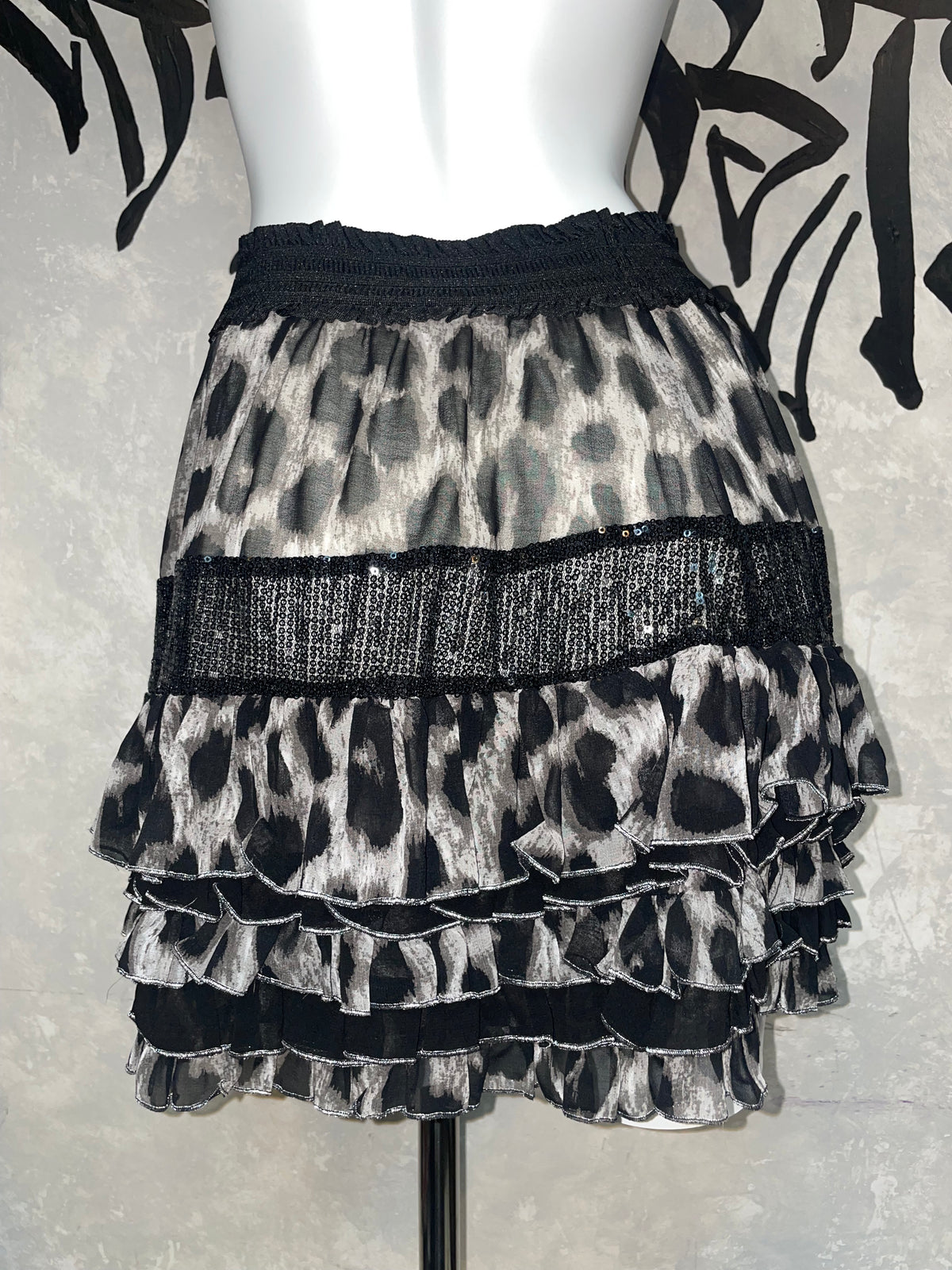 Leopard Printed Vintage Lace Skirt