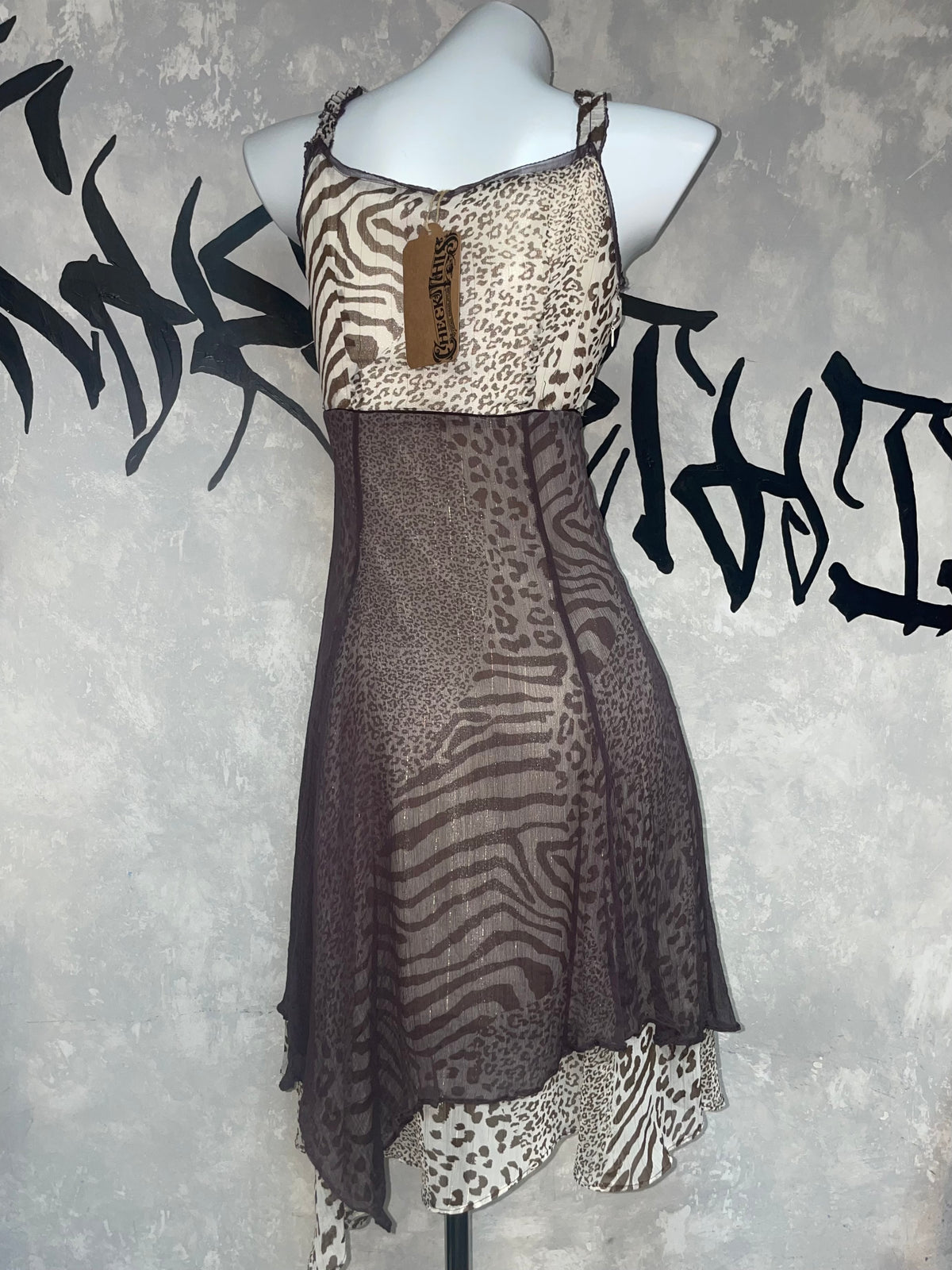 Leopard Printed Vintage Fairy Lace Dress