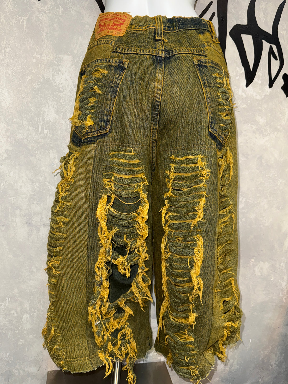 Remake Vintage Jorts (Ripped-Yellow) 33” #REJRYE01