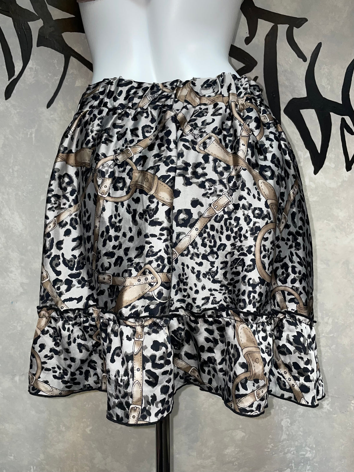 Leopard Printed Vintage Lace Skirt