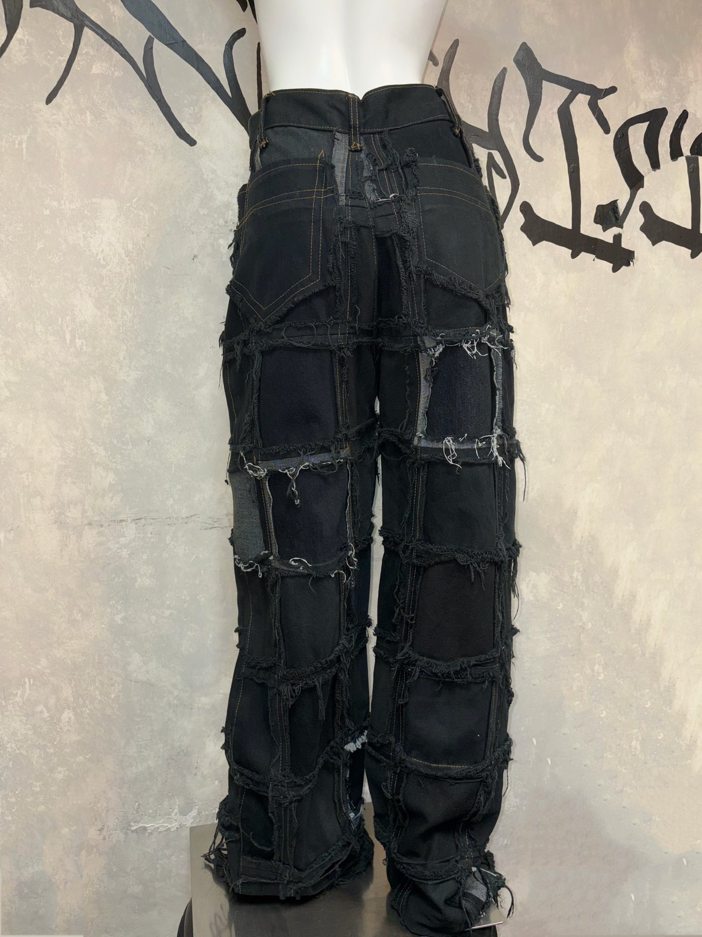 Remake Vintage Jeans(Ripped-Grid//Black)31” #REJRGB03