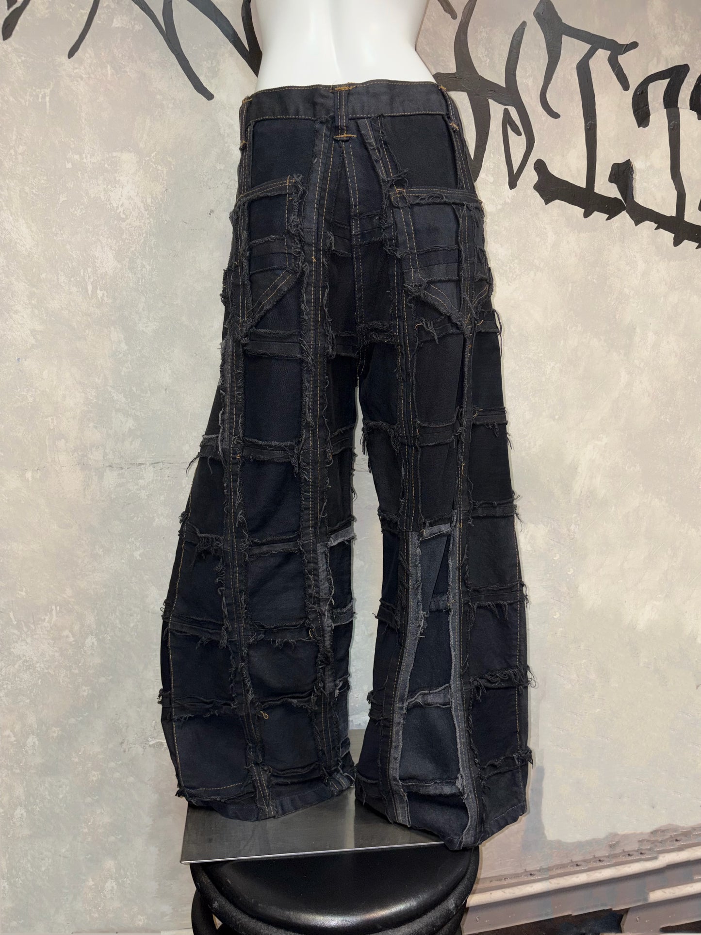 Remake Vintage Jeans(Ripped-Grid//Black) 36” #REJRGB04