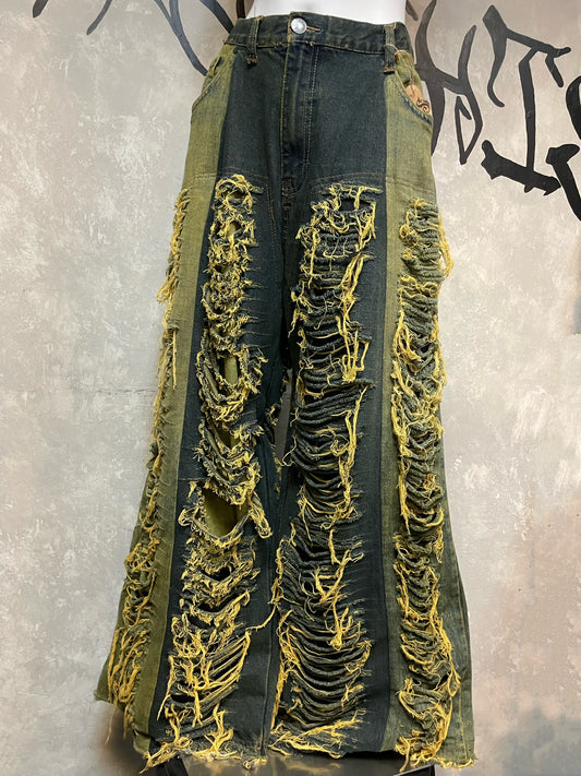 Remake Vintage Jeans (Ripped-Yellow) 33” #REJYE01