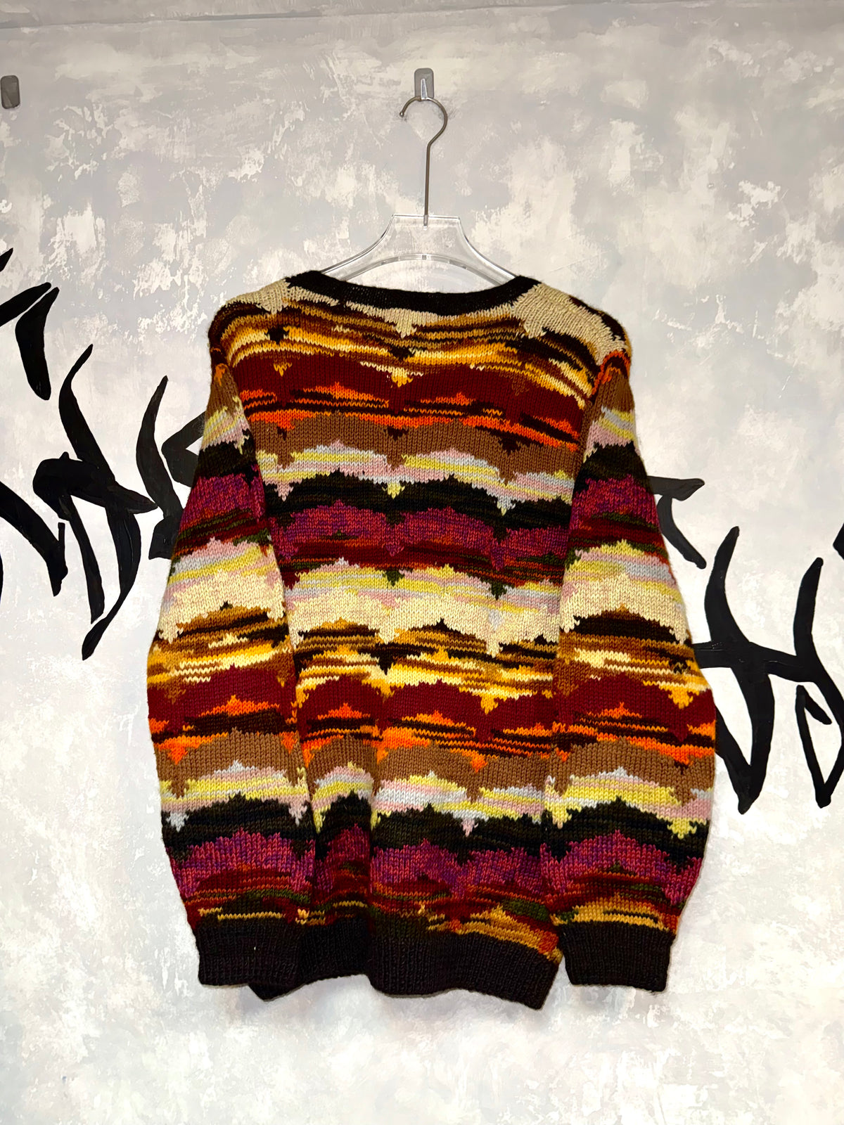 Vintage Oil-painting Patterned Knitting Jacket (M)