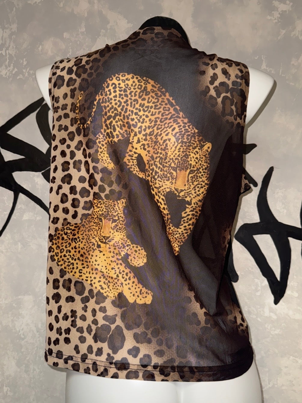 Leopard Printed Vintage Unisex See-through Vest