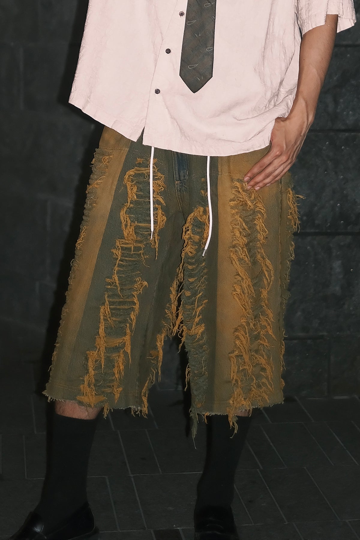 Remake Vintage Jorts (Ripped-Yellow) 33” #REJRYE01