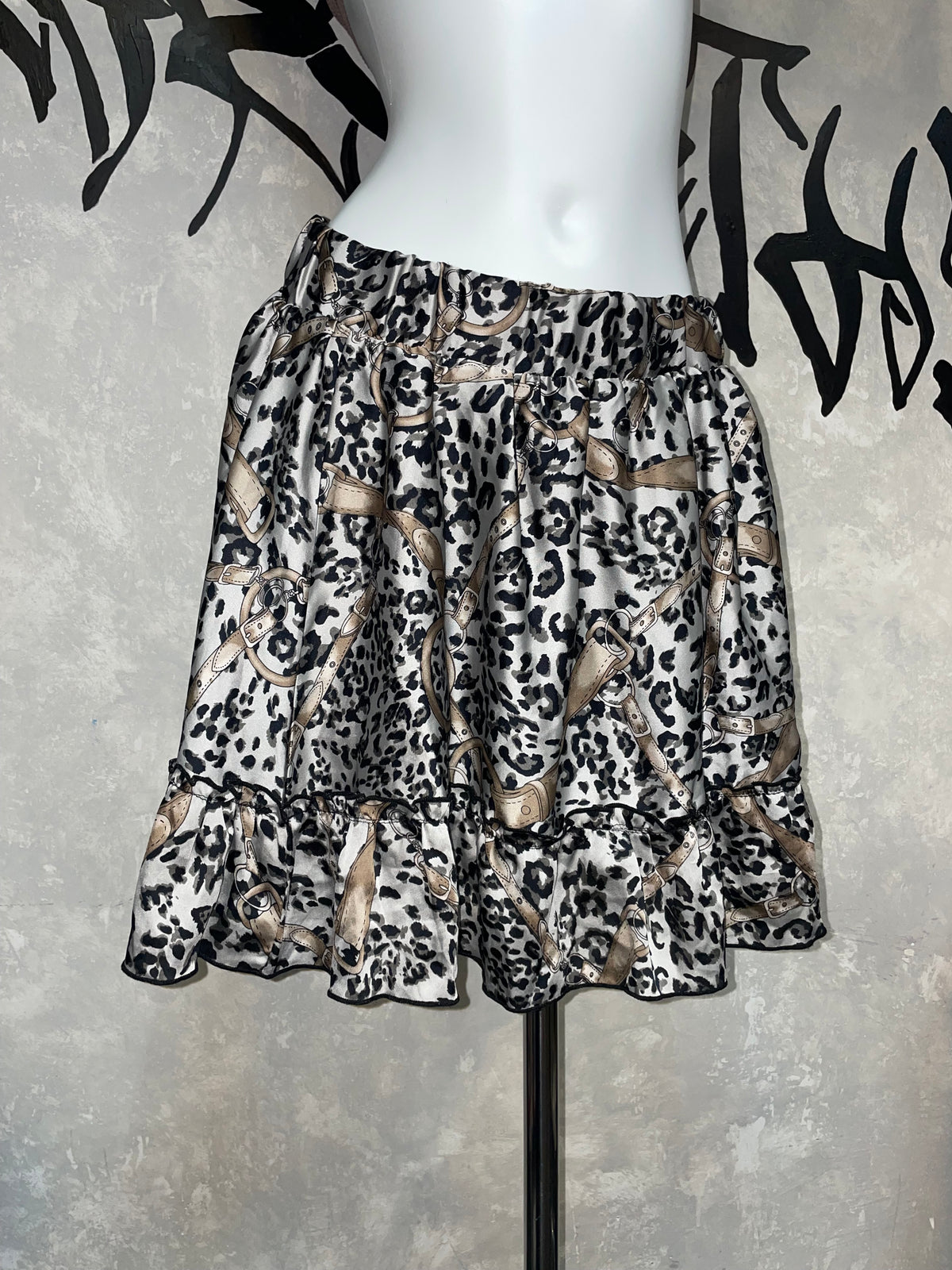 Leopard Printed Vintage Lace Skirt