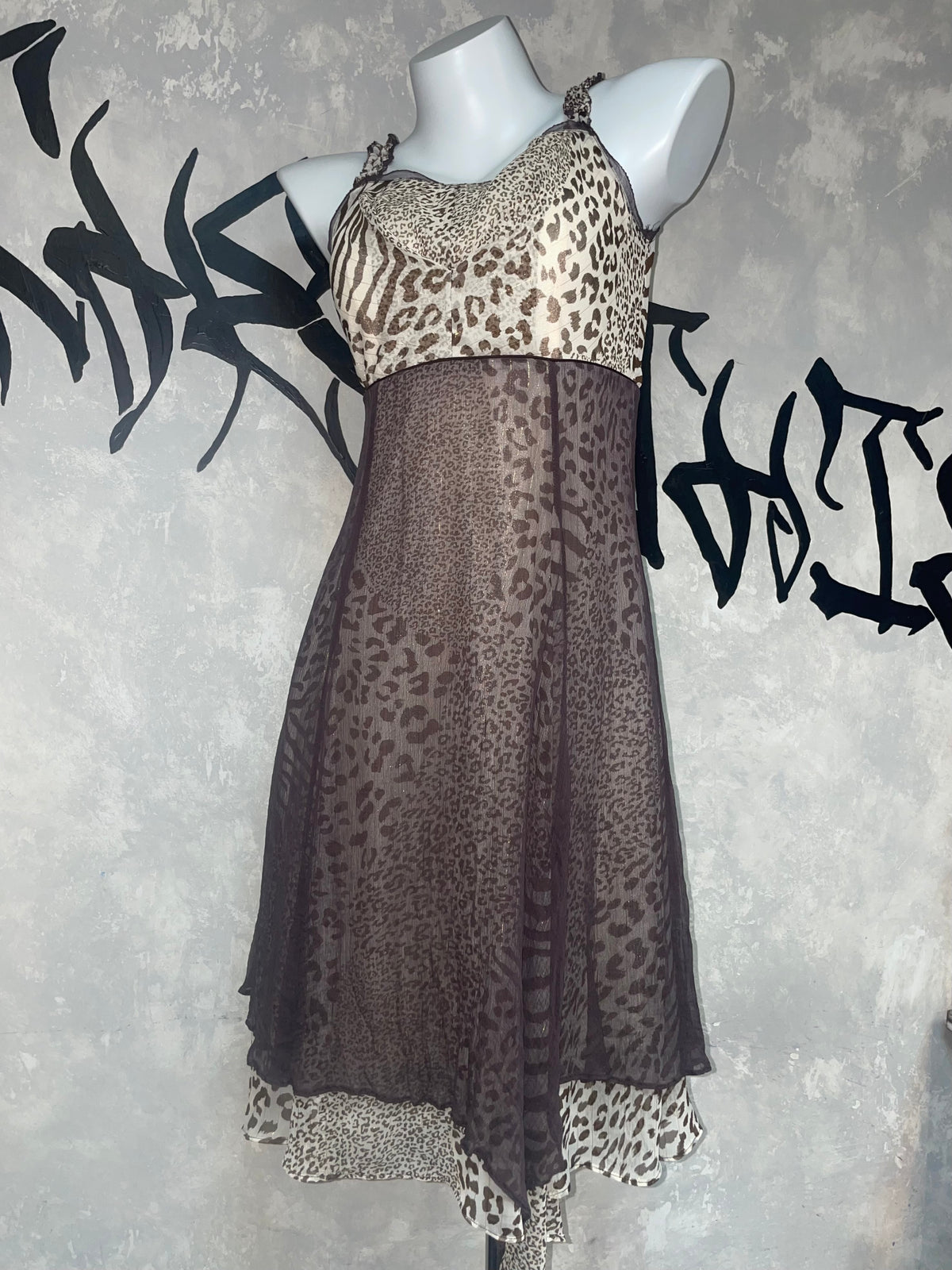 Leopard Printed Vintage Fairy Lace Dress