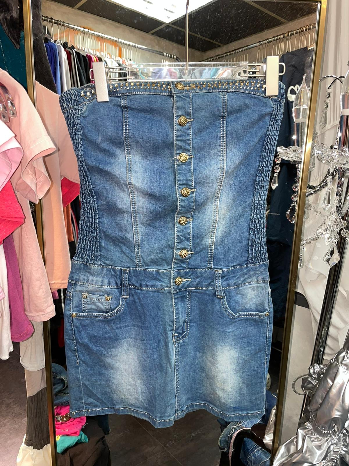 Y2K牛仔筒連身褲