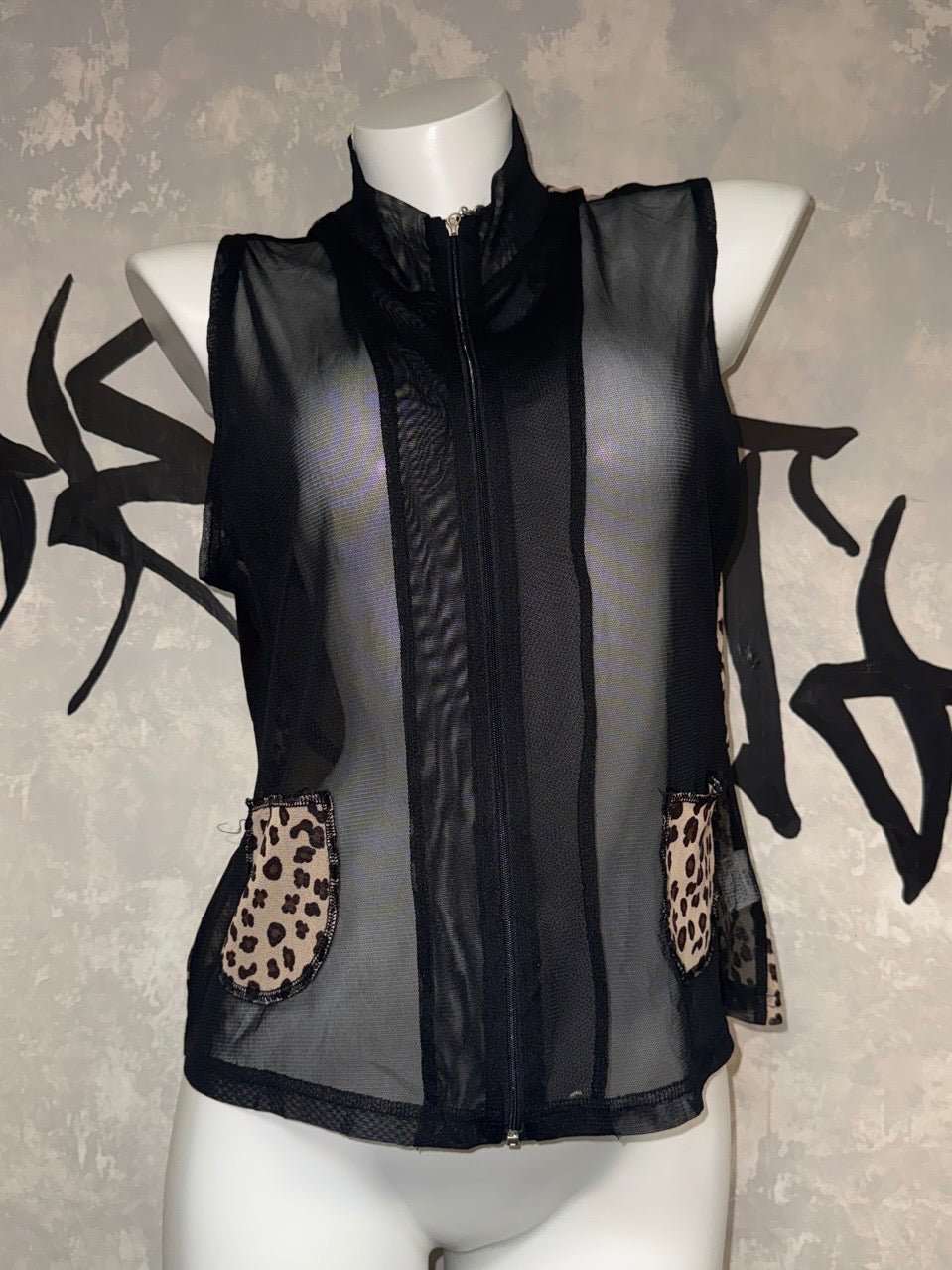Leopard Printed Vintage Unisex See-through Vest
