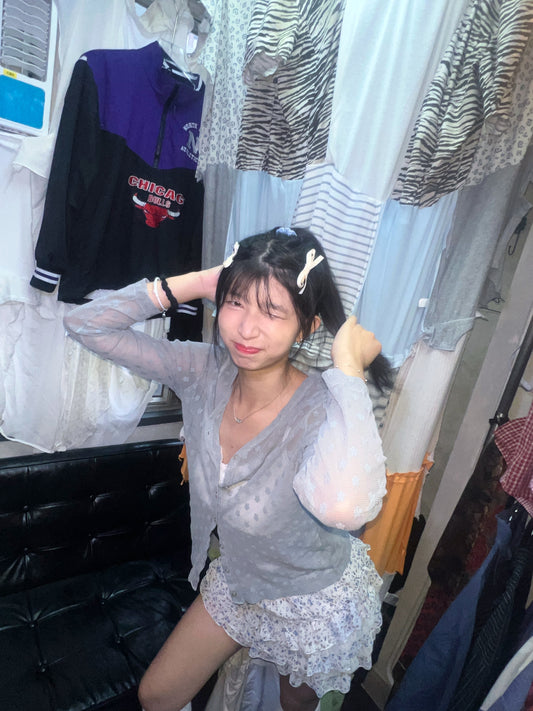 仙女花卉蕾絲開襟衫