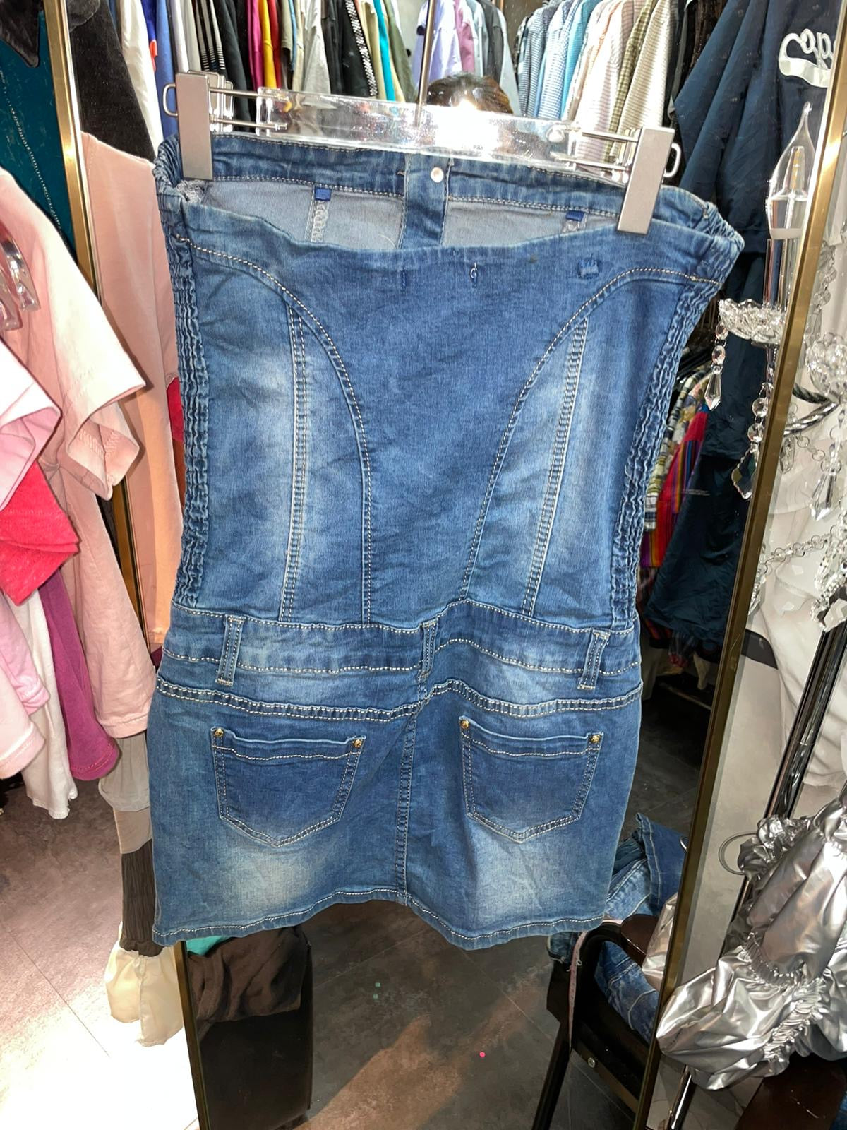 Y2K牛仔筒連身褲