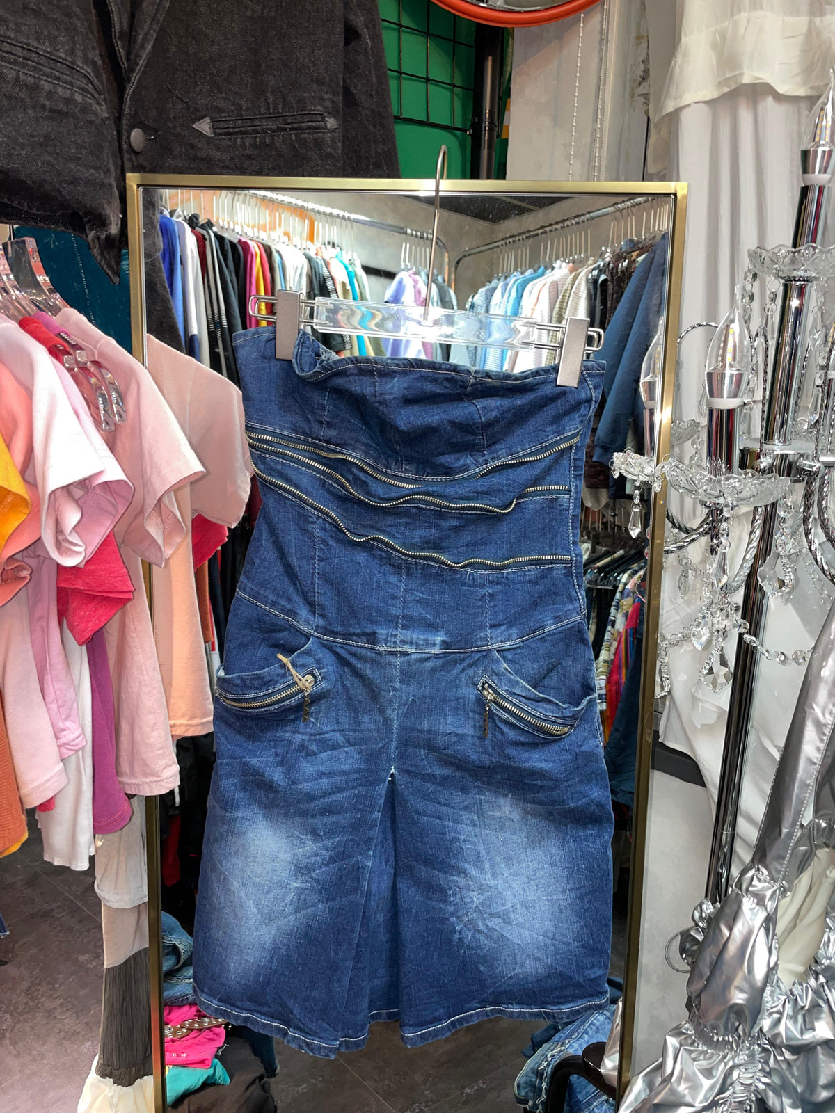 Y2K牛仔抹胸裙