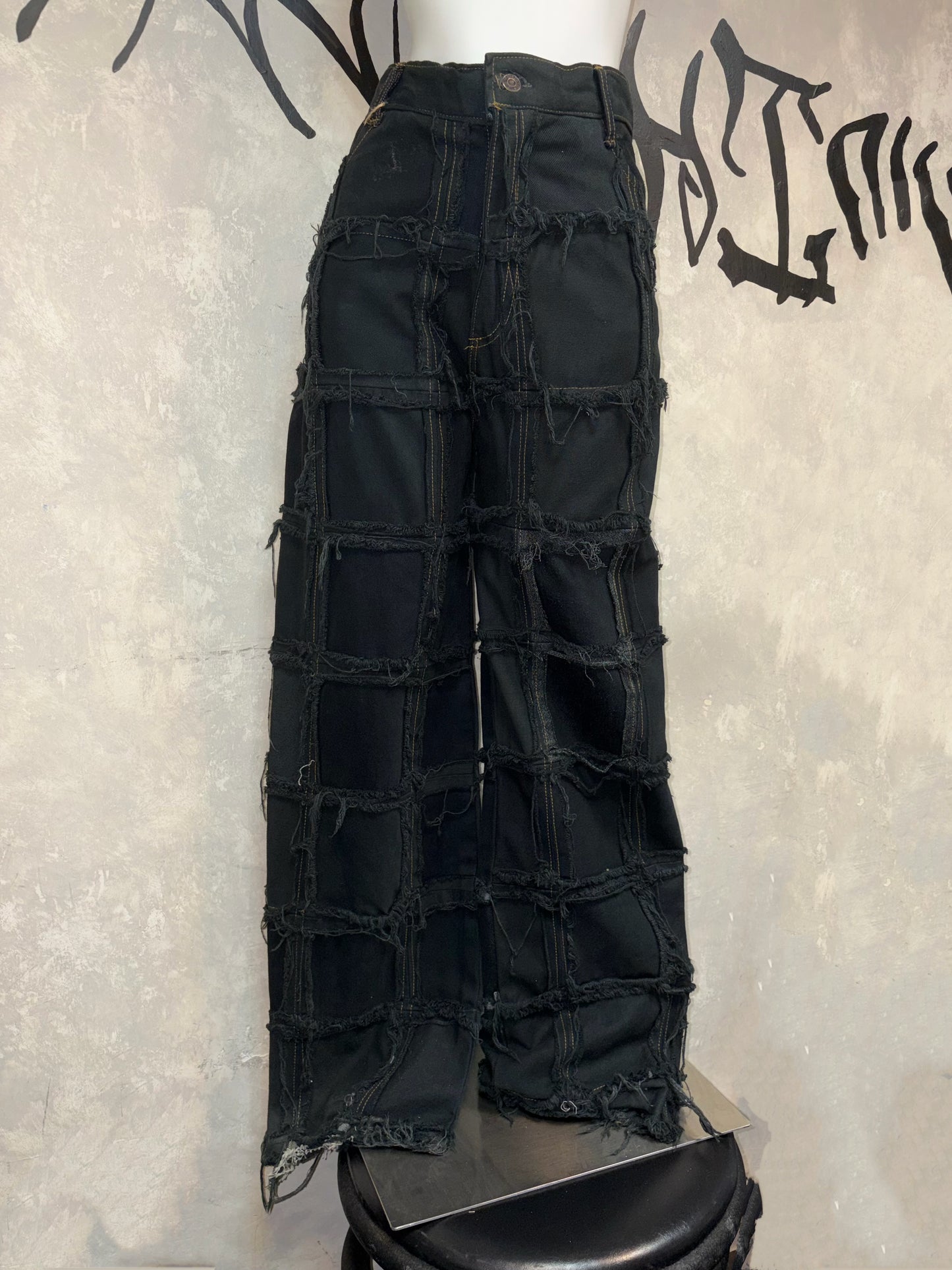 Remake Vintage Jeans(Ripped-Grid//Black)31” #REJRGB03